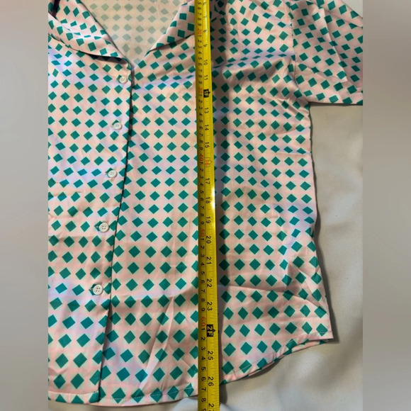 Princess Polly Jordy Blouse Pant Set Revolve Allover Green Barbie Pink - Picture 10 of 12